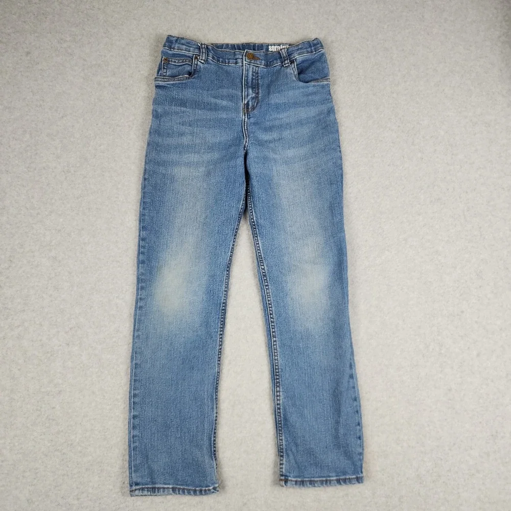 Carter's Jeans Boys 12/12A Blue Denim Faded Stretch Medium Wash Straight Leg